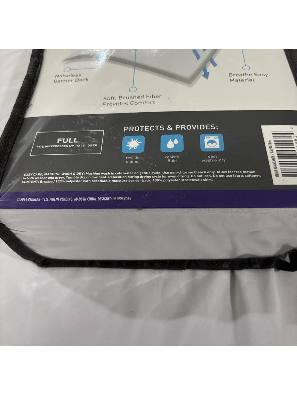 Bedgear FULL SIZE Mattress Protector Basic with waterproof barrier Noiseless NEW